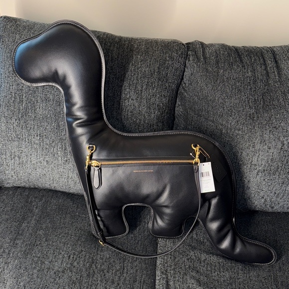 Coach Dino Kisslock Frame Bag & Coin Purse Bag Charm Black Glovetanned Leather - Picture 6 of 15